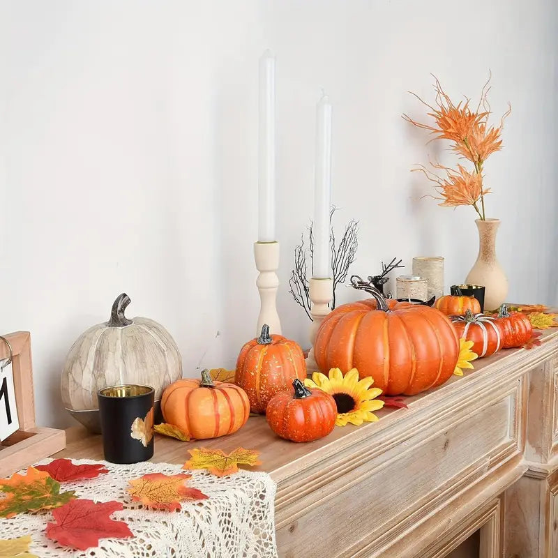 Herbstliches Kürbis Set | Künstliche Dekoration für Halloween 5