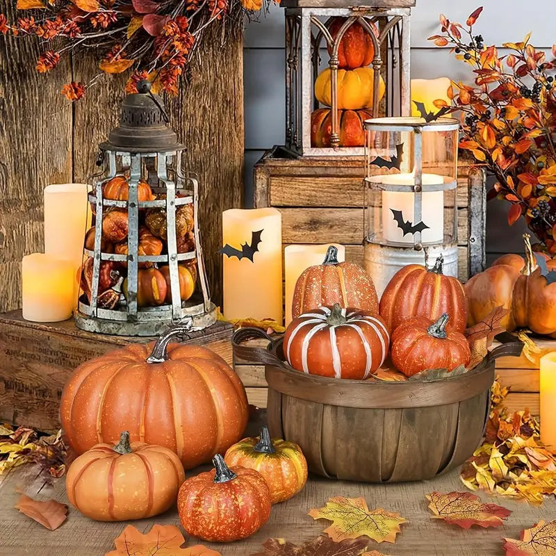 Herbstliches Kürbis Set | Künstliche Dekoration für Halloween 6
