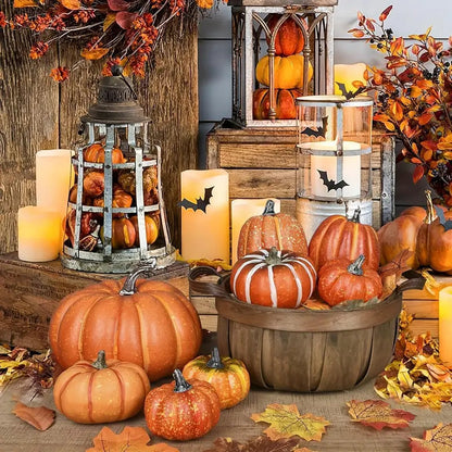 Herbstliches Kürbis Set | Künstliche Dekoration für Halloween 6