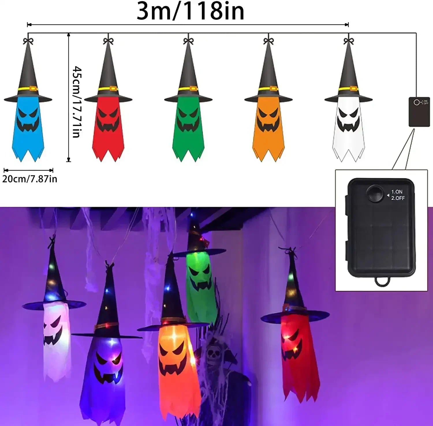 Hexenhut Lichterkette | LED Lichterkette Outdoor für Halloween 2