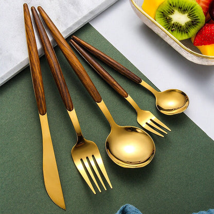 Holzgriff-Besteckset | Elegantes Essbesteck für jeden Anlass 1