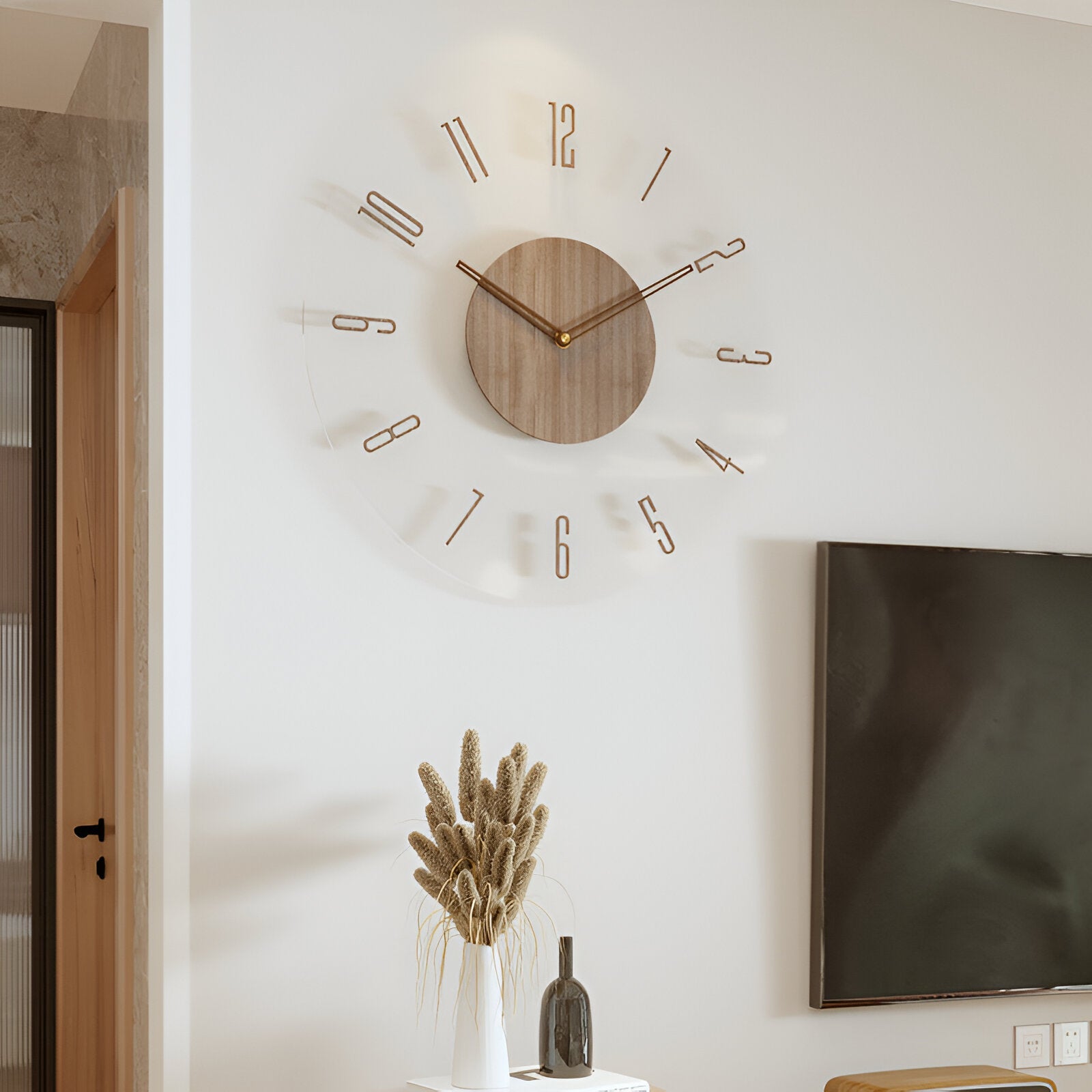 Variant image for Elegante Wanduhr Modern aus Holz und Acryl – Geräuschlos mit Digitaler Anzeige für Wohnzimmer und Schlafzimmer-3