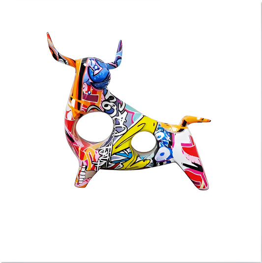 Graffiti Cow Miniatur-Kuh-Skulptur – Handgefertigte Tischdekoration im Modernen Design für Stilvolle Wohnräume-1