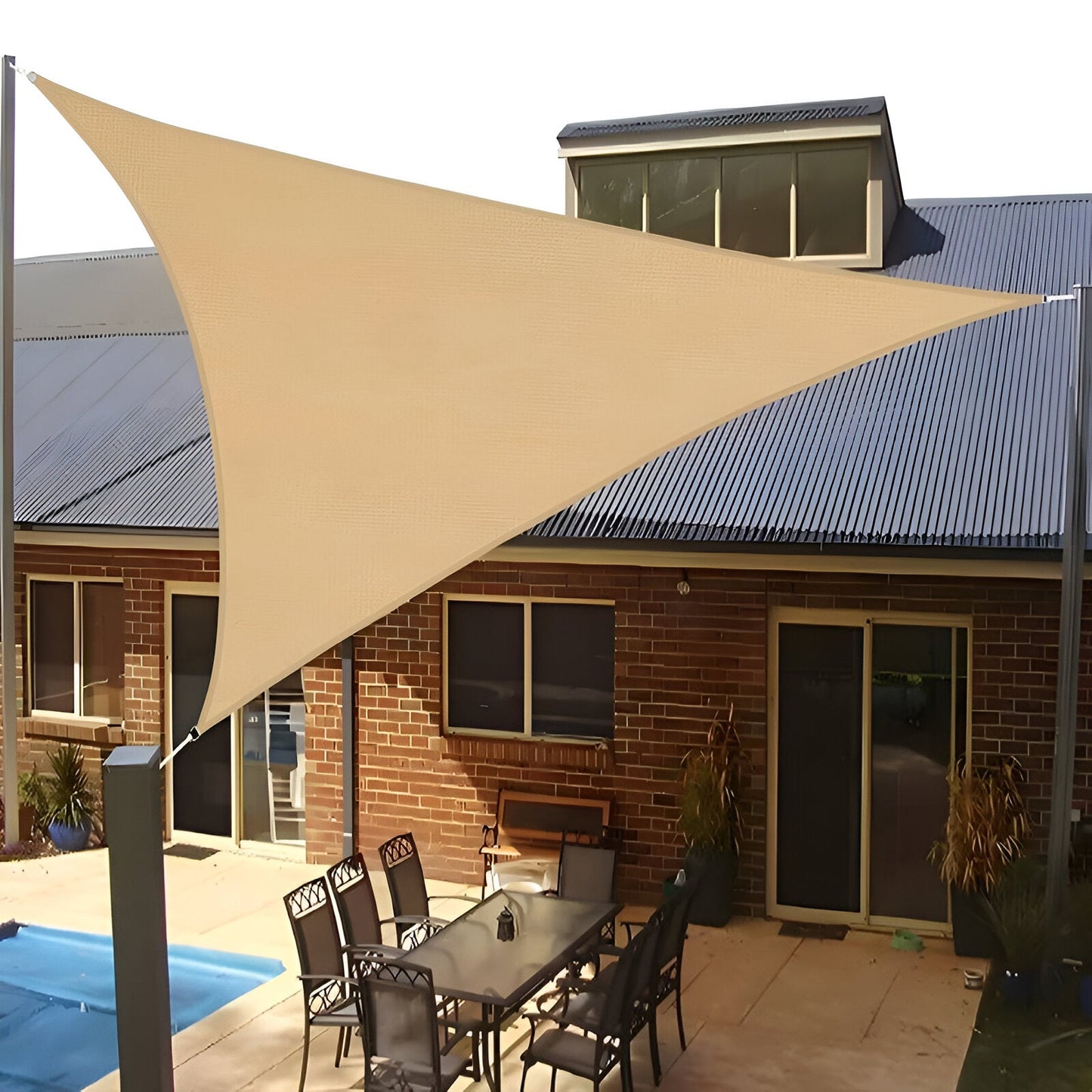 TriBlocker Wasserdichtes Dreieckiges Sonnensegel – UV-Schutz für Terrasse, Balkon und Garten-3