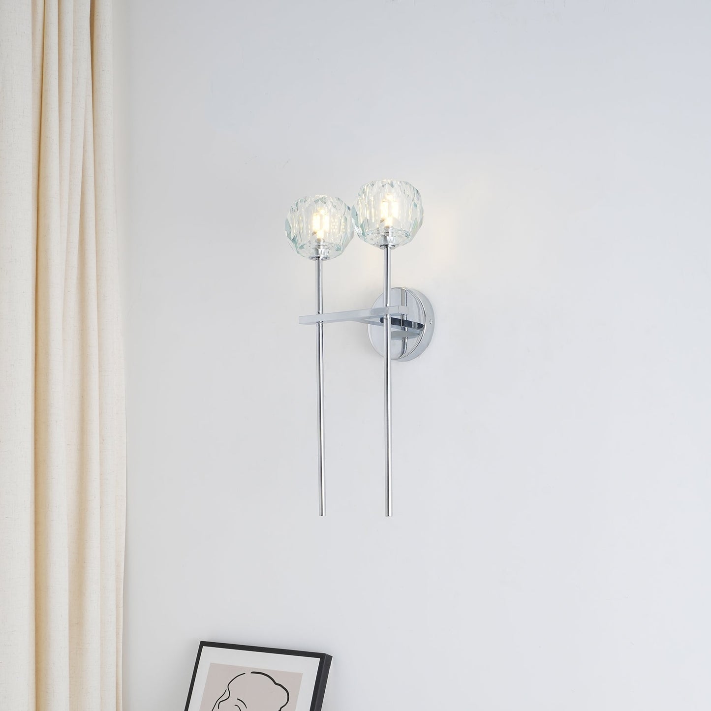 Kristallwandleuchte | Moderne Wandlampe mit Chromoberfläche 8