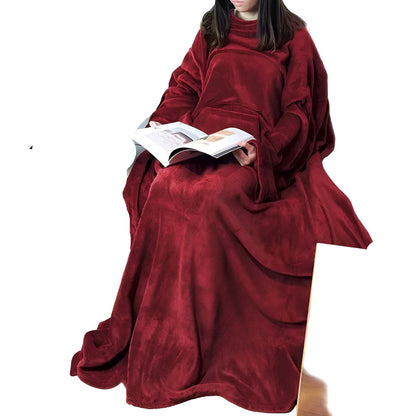 Kuscheldecke mit Kängurutasche | Weiche Flanell Decke für Gemütlichkeit 0