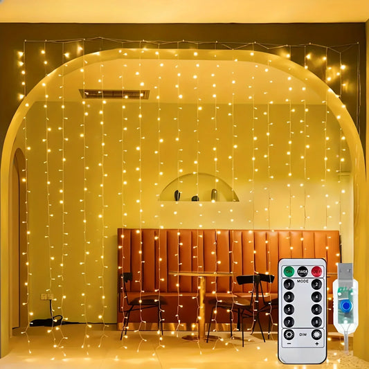 LED Lichterkette mit Fernbedienung | USB Vorhanglichter 0
