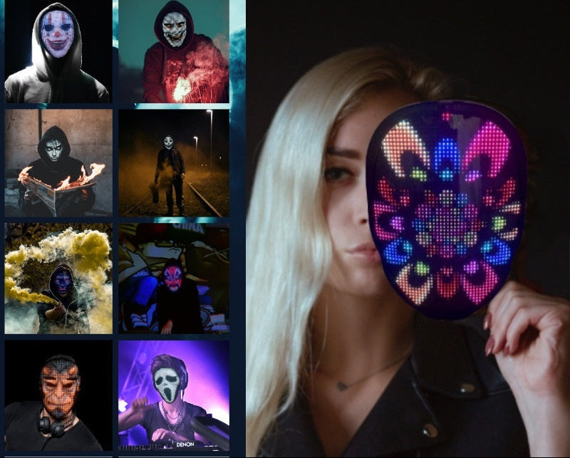 LED Maske Gesichtsmaske | Wiederaufladbare Digitale Maske für Haloween