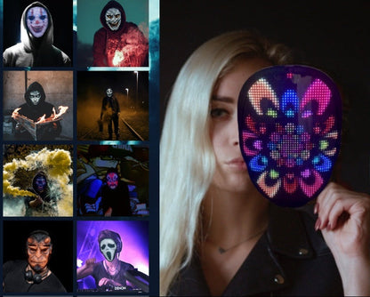 LED Maske Gesichtsmaske | Wiederaufladbare Digitale Maske für Haloween