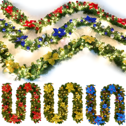 LED Weihnachtsgirlande | Rattan Dekoration für Treppen & Kamin 1