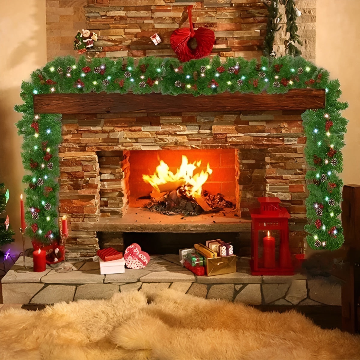 LED Weihnachtsgirlande | Rattan Dekoration für Treppen & Kamin 4