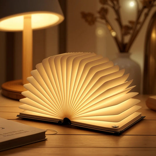 Luminobook | LED Buchlampe aus Holz mit USB-Ladefunktion 0