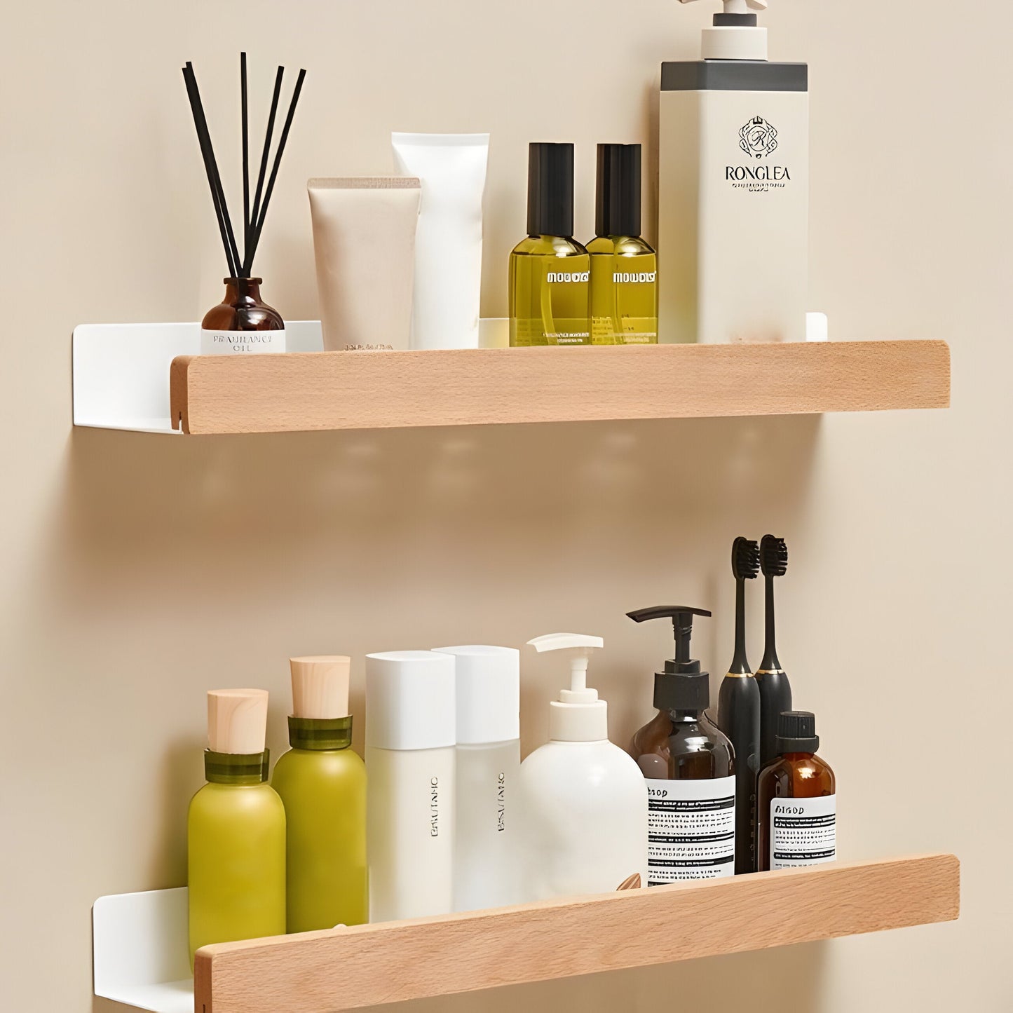 LuxeWood | Hölzernes Badezimmer-Organisationsregal 5