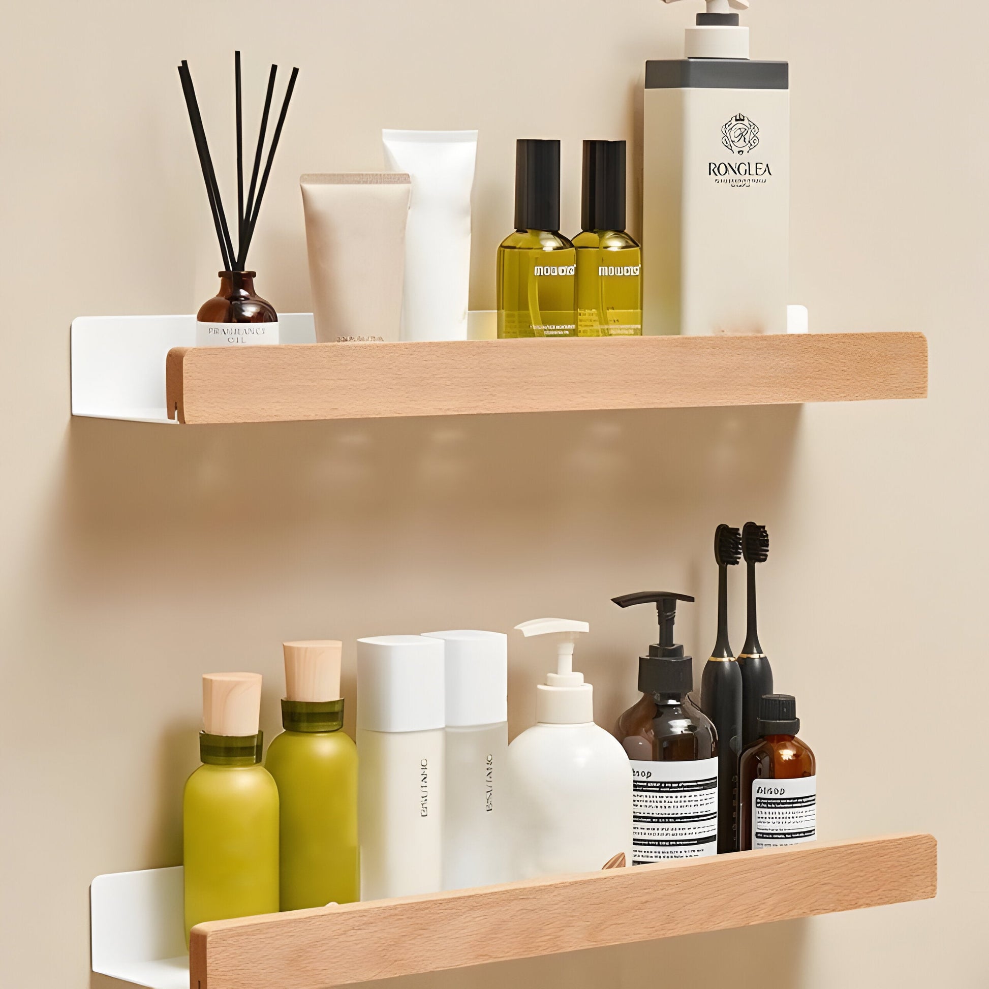 LuxeWood | Hölzernes Badezimmer-Organisationsregal 5