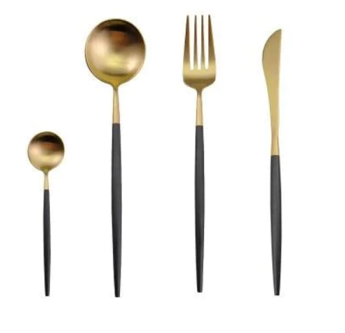 Luxuriöses Besteckset Gold-Silber | 24-teilig Edelstahl Besteck 10