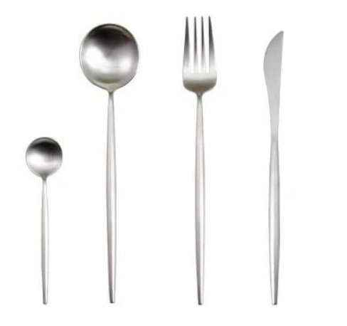 Luxuriöses Besteckset Gold-Silber | 24-teilig Edelstahl Besteck 12