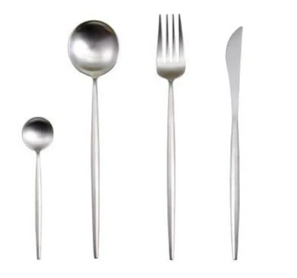 Luxuriöses Besteckset Gold-Silber | 24-teilig Edelstahl Besteck 12