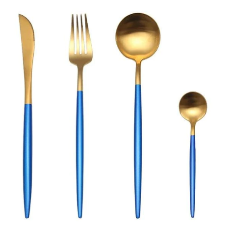 Luxuriöses Besteckset Gold-Silber | 24-teilig Edelstahl Besteck 14