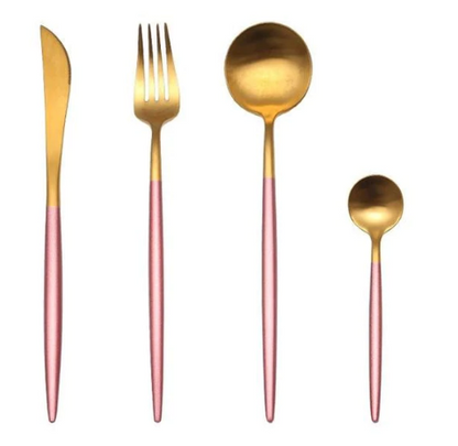 Luxuriöses Besteckset Gold-Silber | 24-teilig Edelstahl Besteck 15