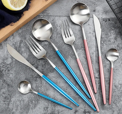 Luxuriöses Besteckset Gold-Silber | 24-teilig Edelstahl Besteck 4