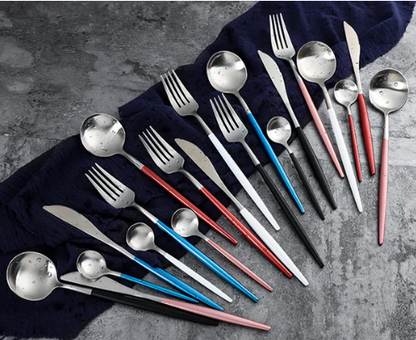 Luxuriöses Besteckset Gold-Silber | 24-teilig Edelstahl Besteck 7