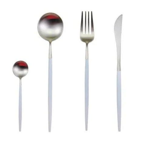 Luxuriöses Besteckset Gold-Silber | 24-teilig Edelstahl Besteck 9