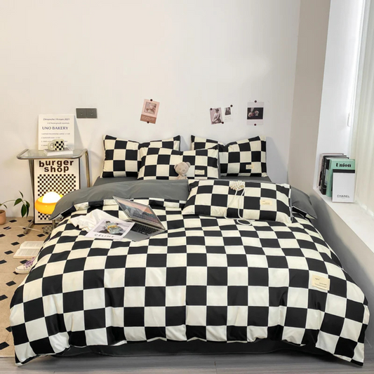 Luxus Karomuster Bettbezug | Hochwertige Bettwäsche 135x200 0