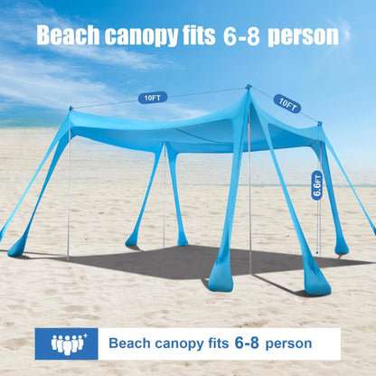Lycra Strandzelt 3x3m | Pop Up Sonnenschutz für 6-8 Personen 2
