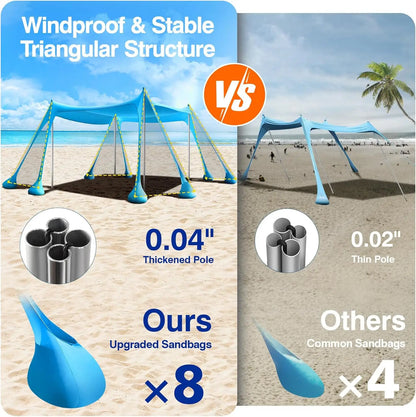 Lycra Strandzelt 3x3m | Pop Up Sonnenschutz für 6-8 Personen 4
