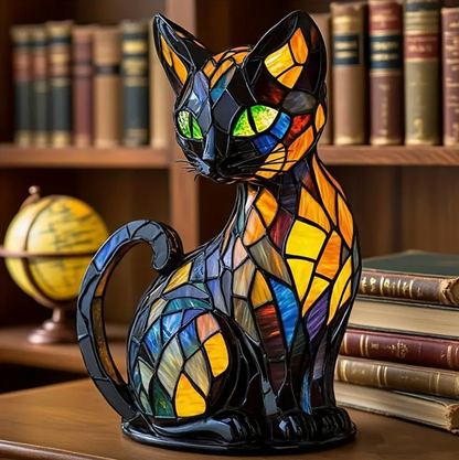MystiCat | Buntglas Katzenlampe mit Hypnotisierenden Augen 0