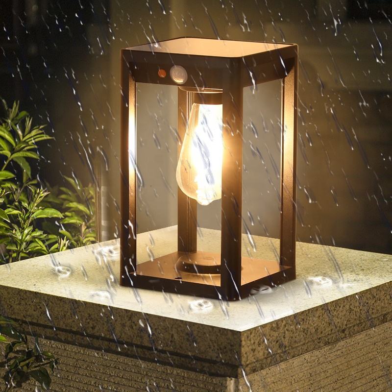 Solar Säulenlampe mit LED-Beleuchtung und Bewegungsmelder | Wetterfestes Aluminiumdesign für Außenbeleuchtung Garten-4