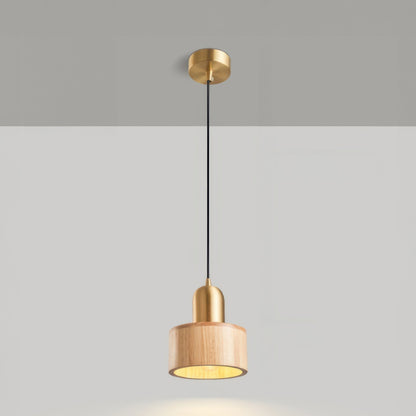Variant image for Zylindrische Pendelleuchte im Japanischen Stil | Elegante Hängelampe für Esszimmer und Wohnräume, LED E27, 5W, Messing, Ø 15cm-4