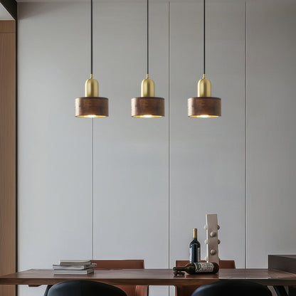 Zylindrische Pendelleuchte im Japanischen Stil | Elegante Hängelampe für Esszimmer und Wohnräume, LED E27, 5W, Messing, Ø 15cm-5