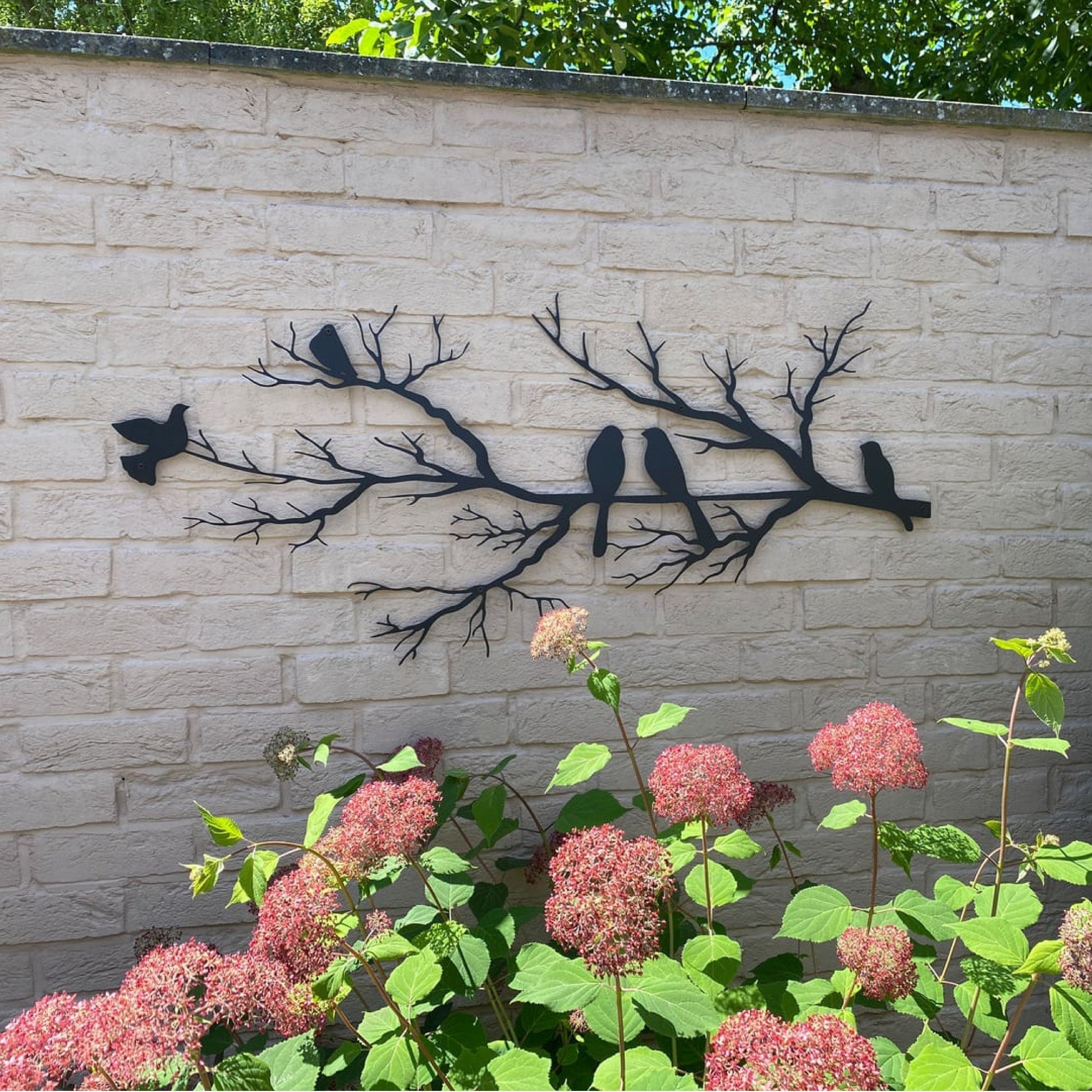 PerchArt | Metall Wandkunst mit Vögeln auf Ast 3