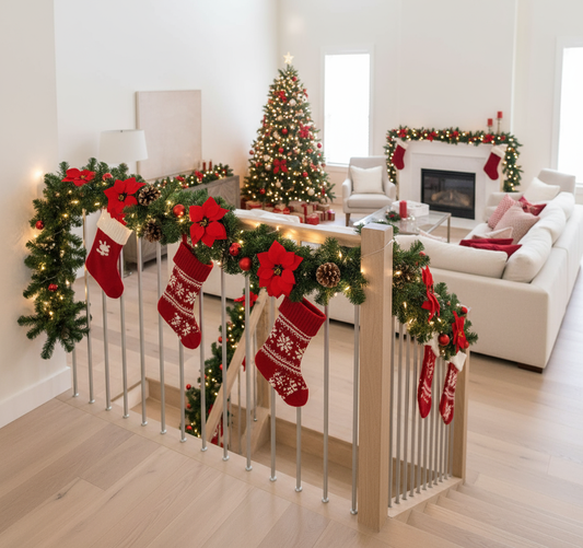 Kerstguirlande met verlichting | Rotan decoratie 270 cm