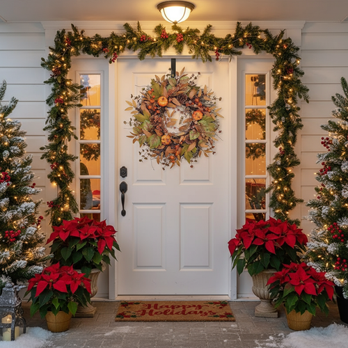 Wieniec jesienny z dyniami | Wieniec na drzwi na Halloween i Boże Narodzenie