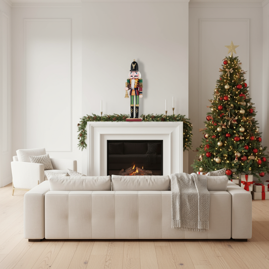 Notenkraker Soldaat | Kerstdecoratie 30 cm Hout Gekleurd