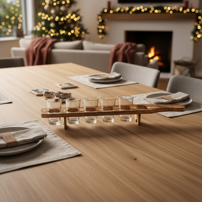 Tequila-Serviertablett | Holztablett mit 6 Gläsern