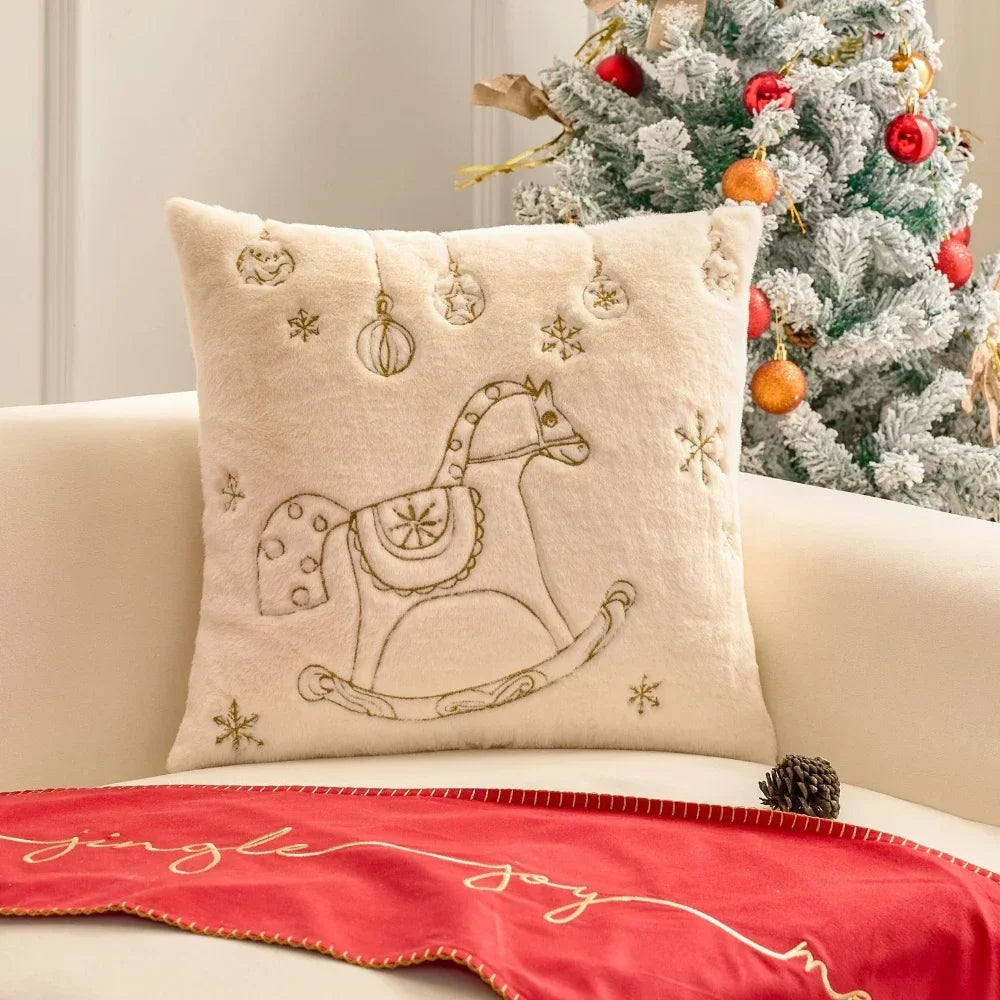 Plüsch Weihnachtskissenbezug | Bestickte Kissenhülle 2
