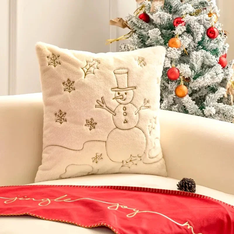 Plüsch Weihnachtskissenbezug | Bestickte Kissenhülle 6
