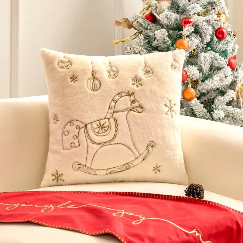 Plüsch Weihnachtskissenbezug | Bestickte Kissenhülle 8