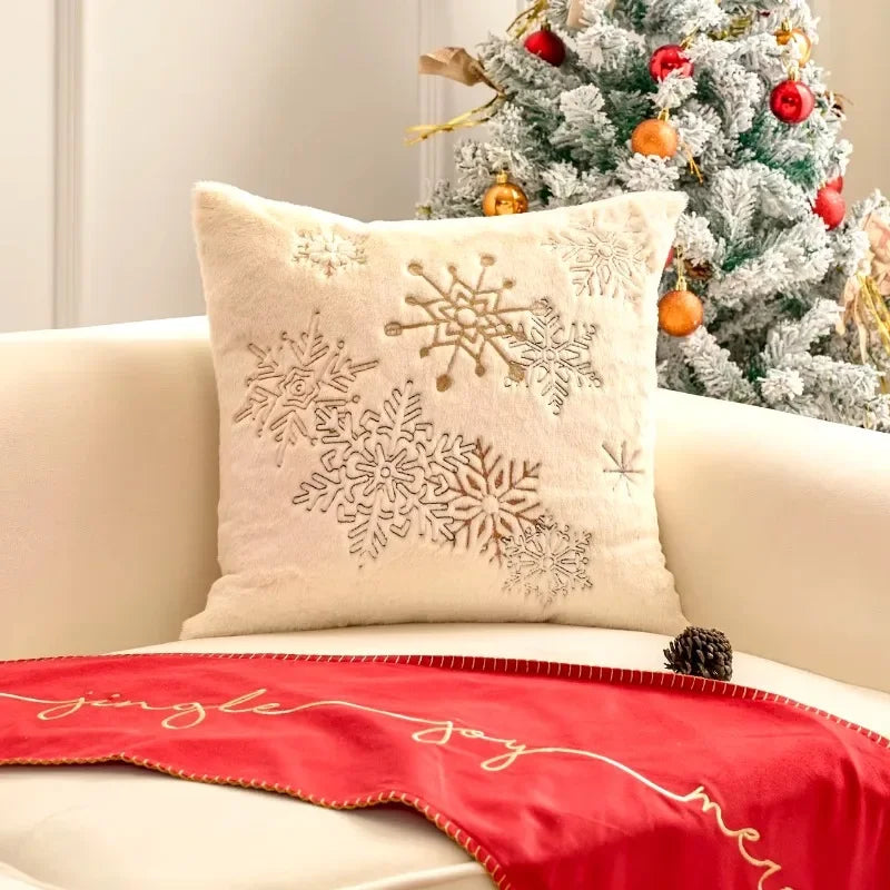 Plüsch Weihnachtskissenbezug | Bestickte Kissenhülle 9