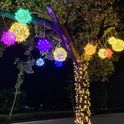 Rattanball Lichterkette | LED Außenbeleuchtung Warmweiß 1