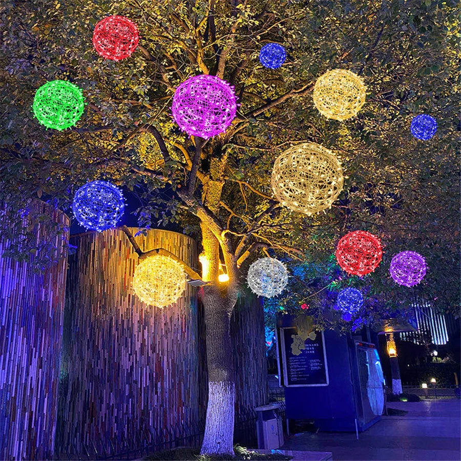 Rattanball Lichterkette | LED Außenbeleuchtung Warmweiß 4