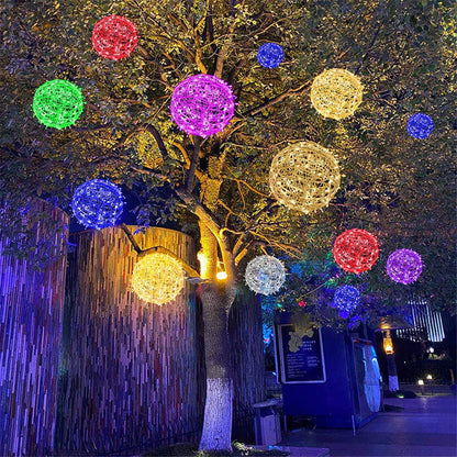 Rattanball Lichterkette | LED Außenbeleuchtung Warmweiß 4