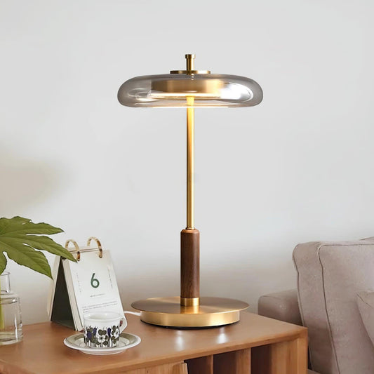 Elegante Ronaldo Tischlampe mit LED-Technologie – Warmweißes Licht aus Metall und Glas für Wohn- und Schlafzimmer | Durchmesser 22cm, Höhe 44.5cm-2