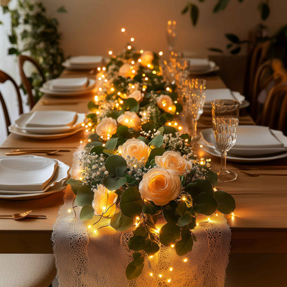 Roséblütenkranz | LED Lichterkette mit 10 Rosen 0