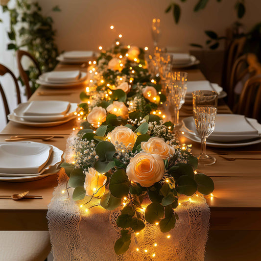 Roséblütenkranz | LED Lichterkette mit 10 Rosen 0