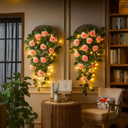 Roséfarbene Blütengirlande | LED Dekoration 5