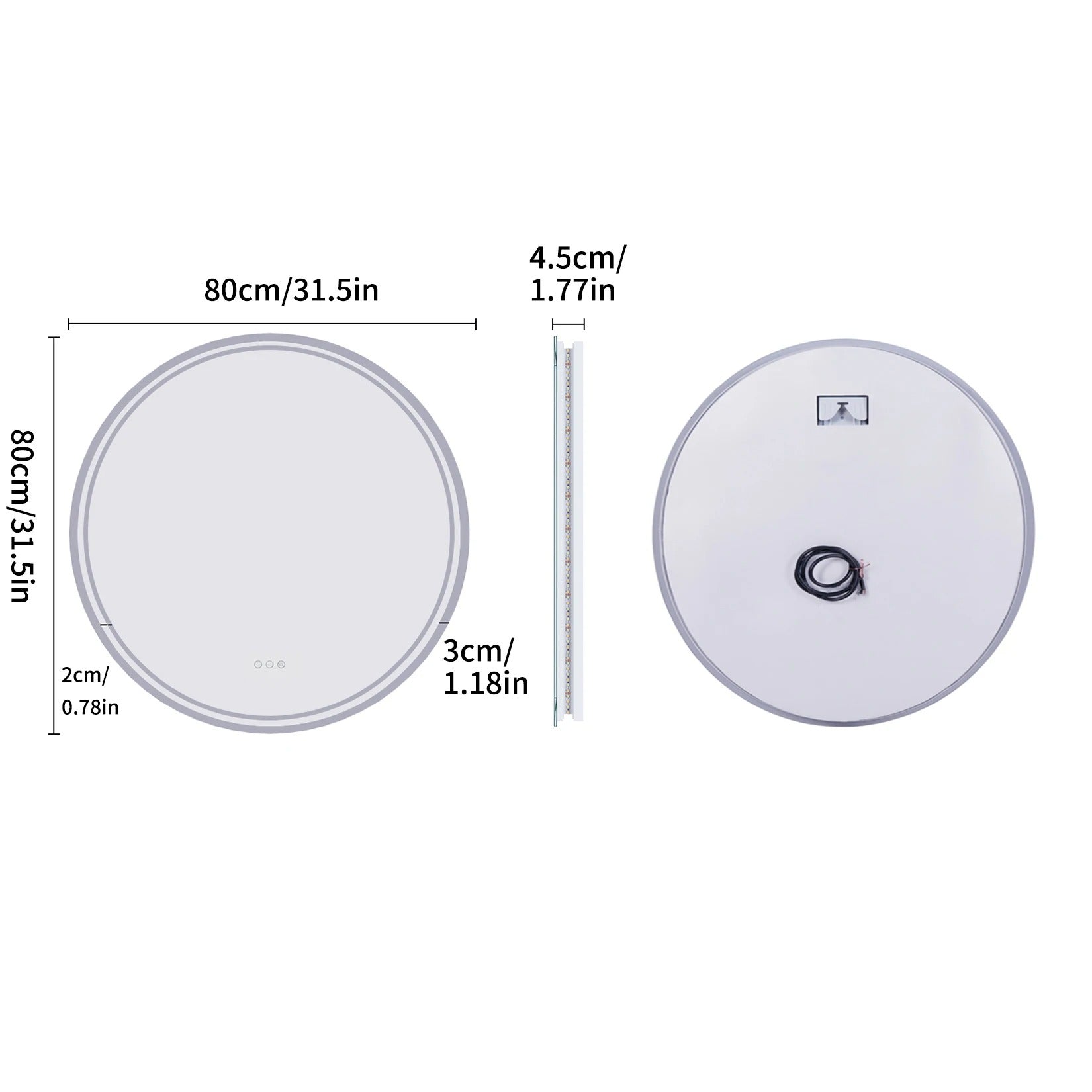 Runder LED Spiegel mit Beleuchtung | Badezimmer Spiegel 60cm 7